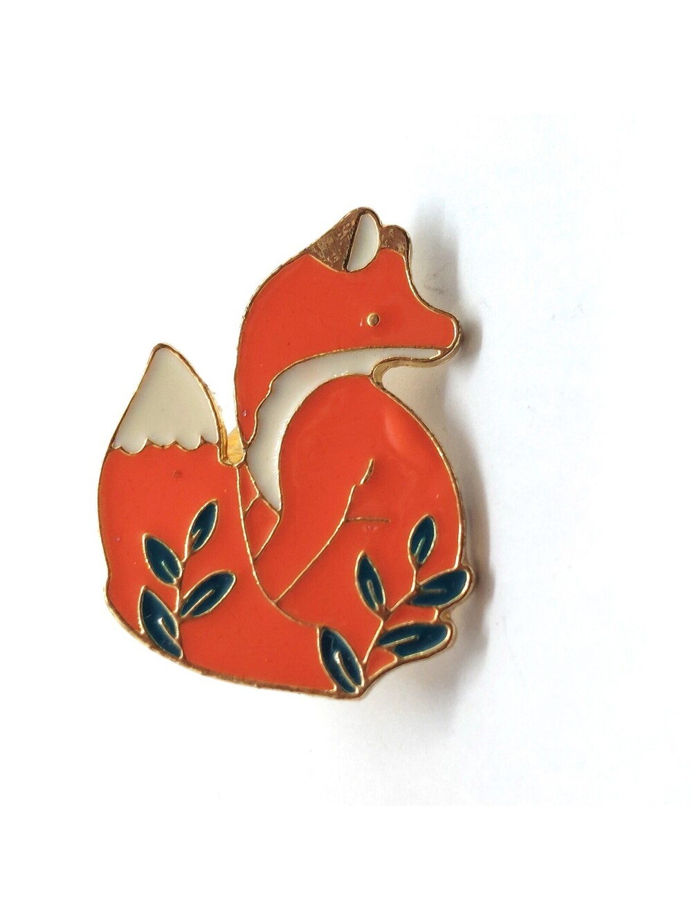 Fox Enamel Pin Orange Sitting Woodland Forest Leaves Autumn Fall Animal Lapel